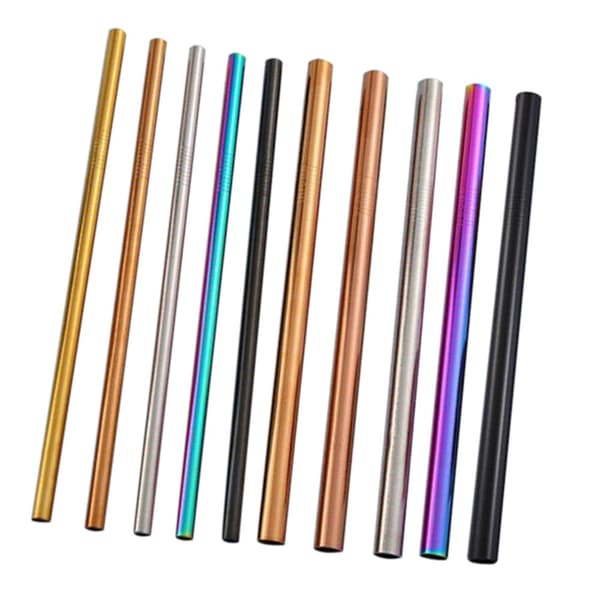 Rostfritt stål Straw Cocktail Straws Party Supplies S-Silver