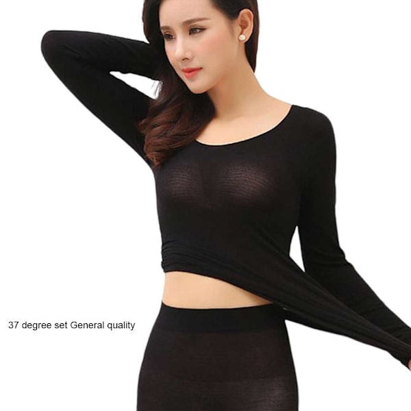 Thermal Set Bekväma Höst Long Johns Tops Office Woman Black Type 1