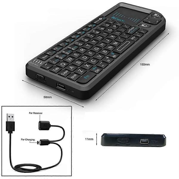 Mini X1 Ultra Mini 2.4G trådløst tastatur med touchpad-mus til bærbare computere/computere/Smart TV/Android Box
