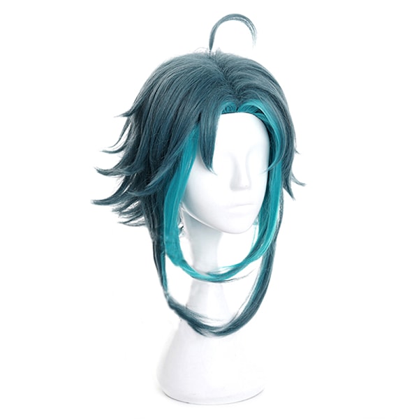 Aniem Genshin Xiao Grön Cosplay Peruk Flätat syntetiskt hår