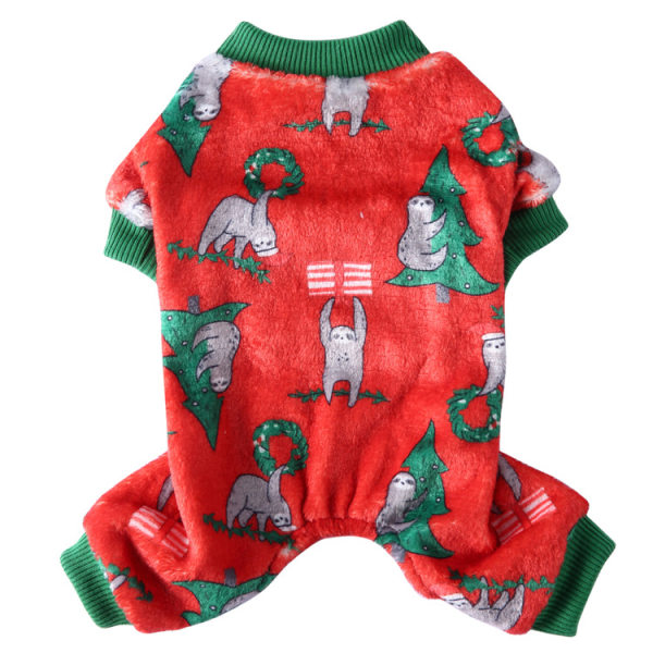 Julemønster genser Pyjamas for små og mellomstore hunder, juleklær Nyttår Jumpsuit for hund Coral Fleece gensere Varm kappe SDZ113 XL