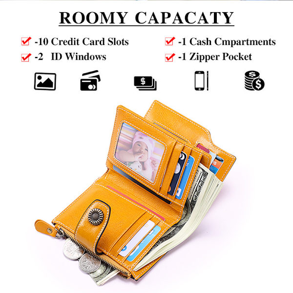 Dam liten plånbok Läder Bi-fold Compact Rfid Bling Small Ladi