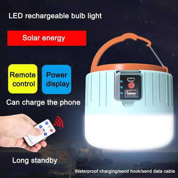Solcelle Campinglampe 800 Lumen Genopladelig Campinglygte med Re