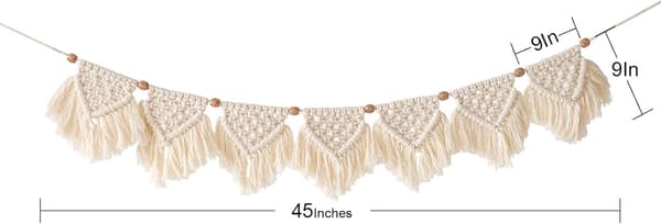 Makramee Kudottu Seinävaate Viirinauha - Boho Chic
