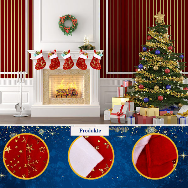 Jul Ministrumpor, Glitter Snowflake Star med plysch 12pcs