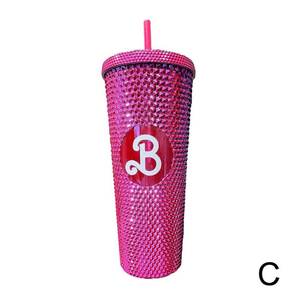 Barbie Dubbade Tumbler Mode Barbie Rosa Akryl Vattenkopp Wit purple one-size