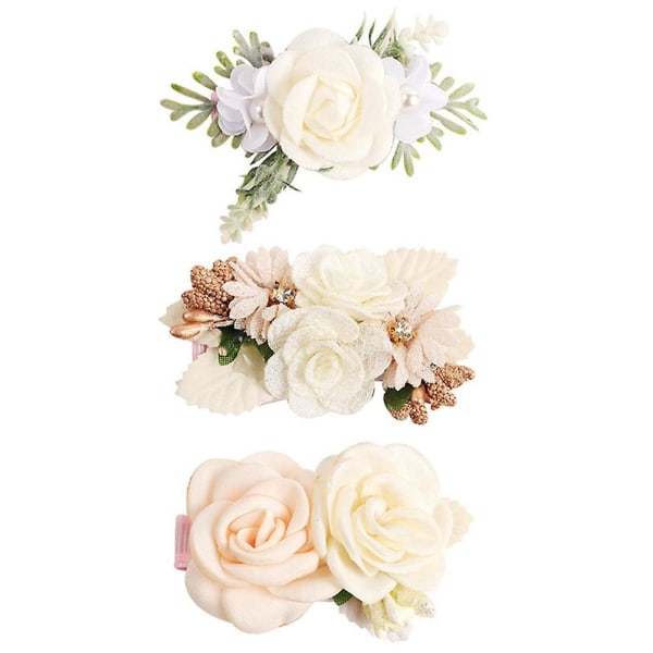 3 stk jenter blomst hårspenner, blomstrete hårspenne