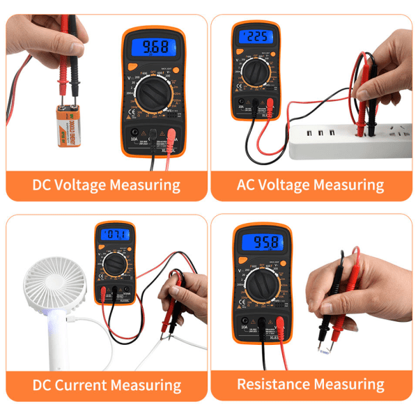 Digital Multimeter DC AC Voltmeter, Ohm Volt Amp Test Meter, Elektrisk Tester Ohmmeter med diode og kontinuitetsdetektor