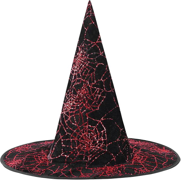 Kvinders Halloween vintage heksehat, gennemsigtige blondeslør printed