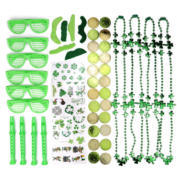 50 deler St. Patrick's Day Party Favor Sett inkluderer briller skjegg