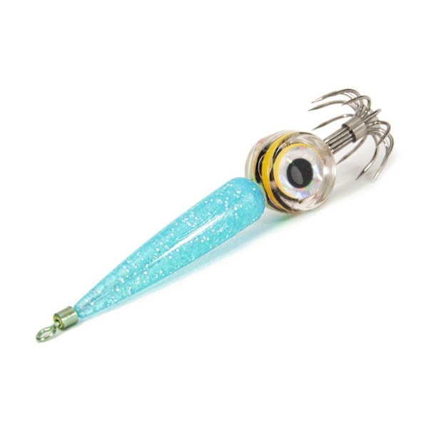 LED Räkfiske Lure Bläckfisk Jig Konstgjorda räkor Lockar Fiske Bläckfisk Krok Animerade fiskebeten Presenter för män, pojke Blue