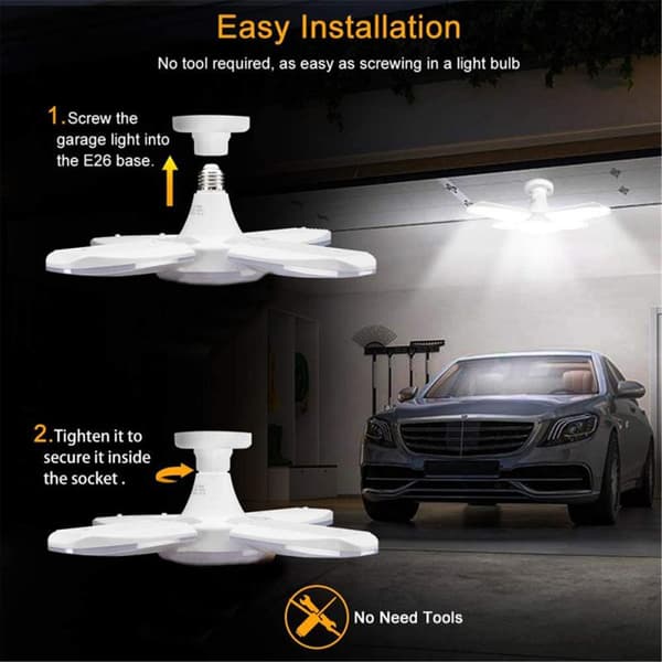 LED-hoveder Foldbar garagebelysning LED-værkstedslampe til arbejdsbord Four Leaf Light 60W