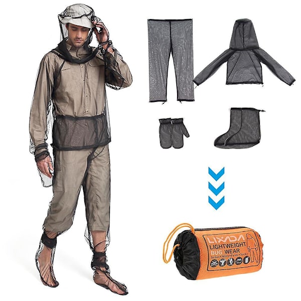 ixada ightweight Summer Bug Wear Myggkostym Jacka Vantar Byxor Strumpor för män Kvinnor med L