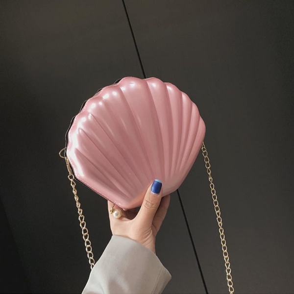 Søt kamskjellform hardt skall skuldervesker Pearl Crossbody Chain håndvesker for liten jente kvinner NO:10