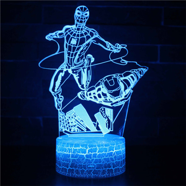 Spiderman 3d Lampa Led Nattljus Med Touch Control USB driven A