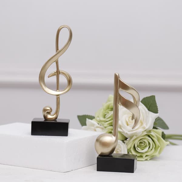 3 stk. Musikalsk Node Statue Dekoration Skulptur Resin Figur Kunst Guld 17cm