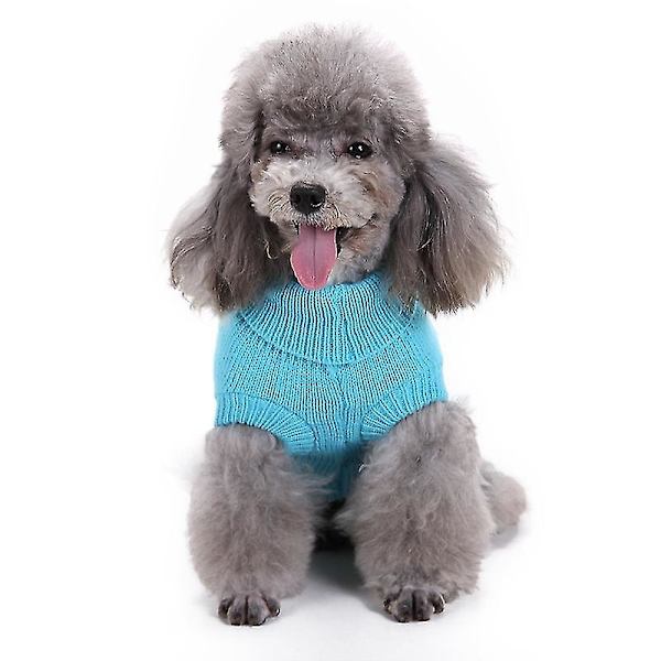 Kæledyrssweater, Turtleneck Strik Juper Hundetrøje Var frakke Sød hvalp Kattebeklædning blue m