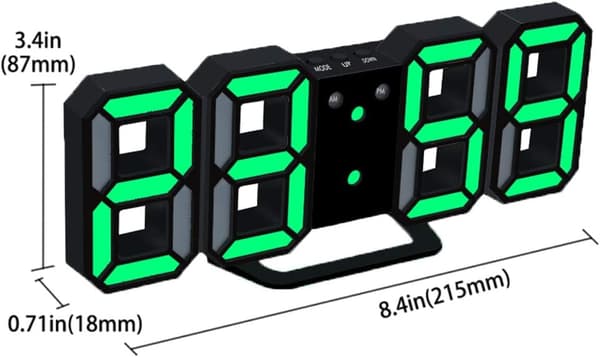 3D digital väckarklocka LED-väggklocka med 3 justerbara ljusstyrkor