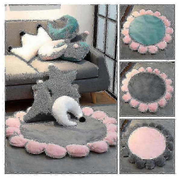 Supermyk blomsterformet pute Chenille Høyabsorberende teppe Fluffy dørmatte blå