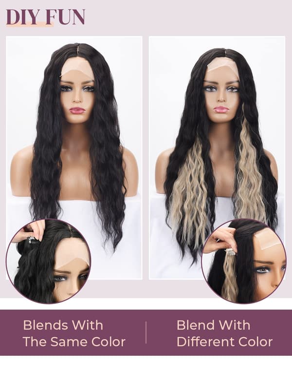 Clip In Hair Extensions. 6 st Curly 24" lång syntet