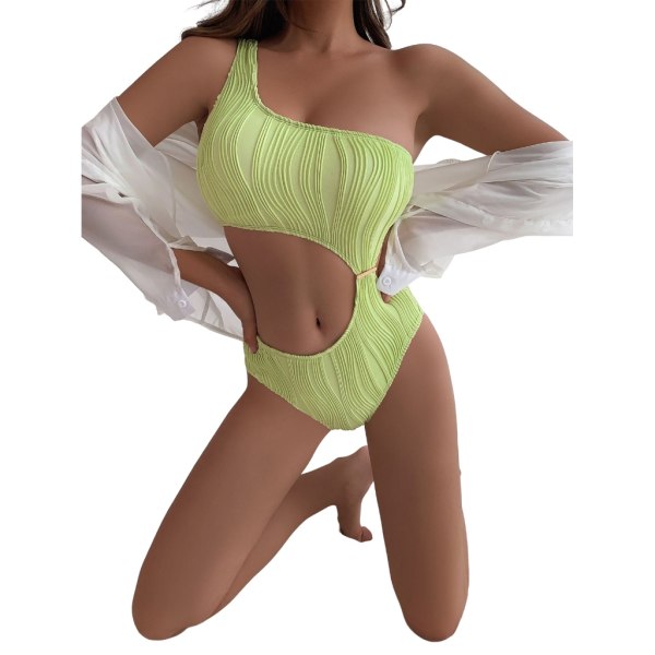 Kvinder En-aksel Ribbet-Bikini Cutout Badedragt Badetøj Badedragter Uregelmæssig-Skønhed Sexet Badetøj-Strand Pink M