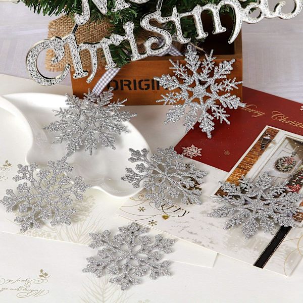 Plast Jul Glitter Snowflake Ornament Julgran
