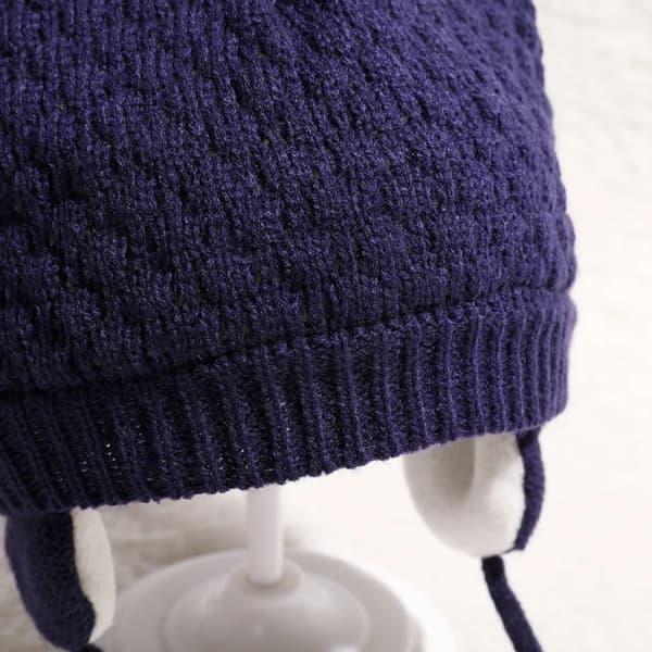 Set med 2 stickade mössor BABY mössa öron fleece vinterhandskar
