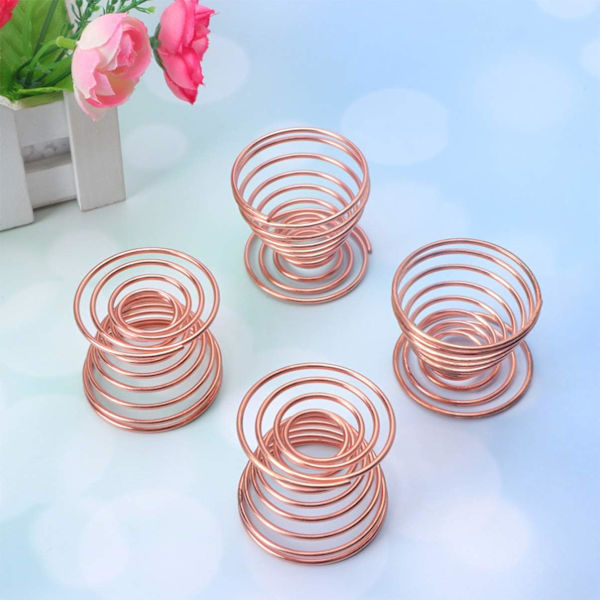 4 Stück Eierbecher aus Edelstahl, Mini-Federdraht, Eierhalter, Aufbewahrung für gekochte Eier, Ständer für Zuhause (Roségold) coppery