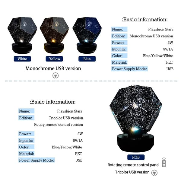 LED Cosmic Light Celestial Galaxy Night Light Constellation Star Projector Space Lighting Room Planetary Night Light, Blue USB color