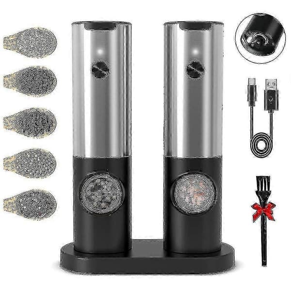 Laderbar Elektrisk Salt- og Pepperkvernsett med Ladesokkel