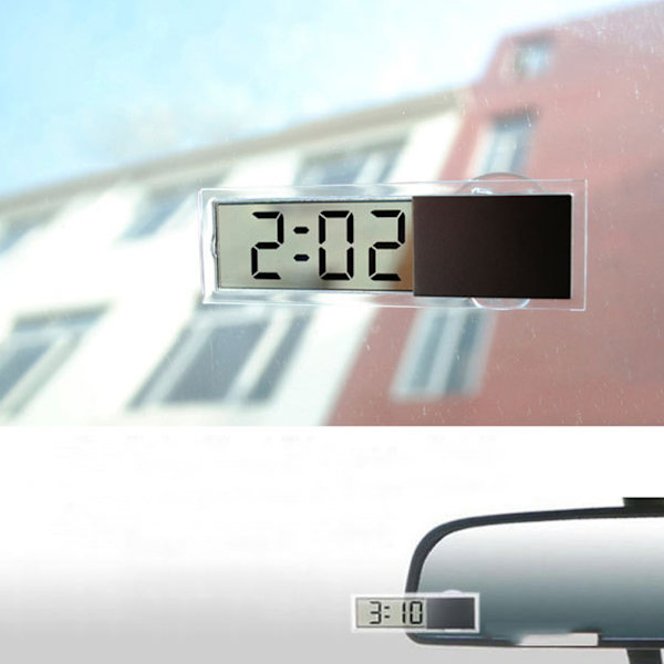 Mini Bil Bil Digital klocka Auto Watch / Automotive Termometer med Sucker null - A