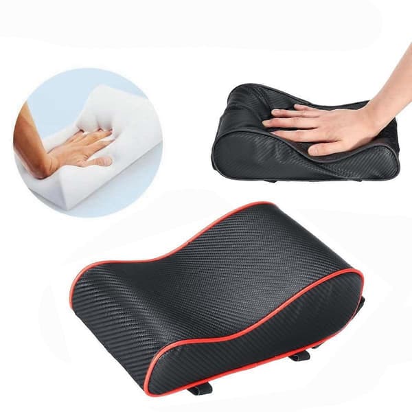 Universell midtkonsoll armlene pute karbonfiber armlene pute oppbevaringsboks svart linje