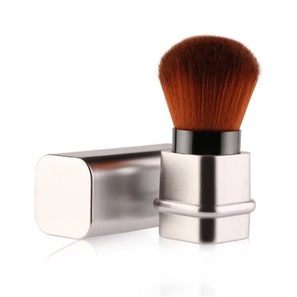 Akoak 1-pak manikyrrensebørste Udtrækkelig firkantet rougebørste Bærbar makeupbørste med cover Manikyrværktøjsbørste Silver