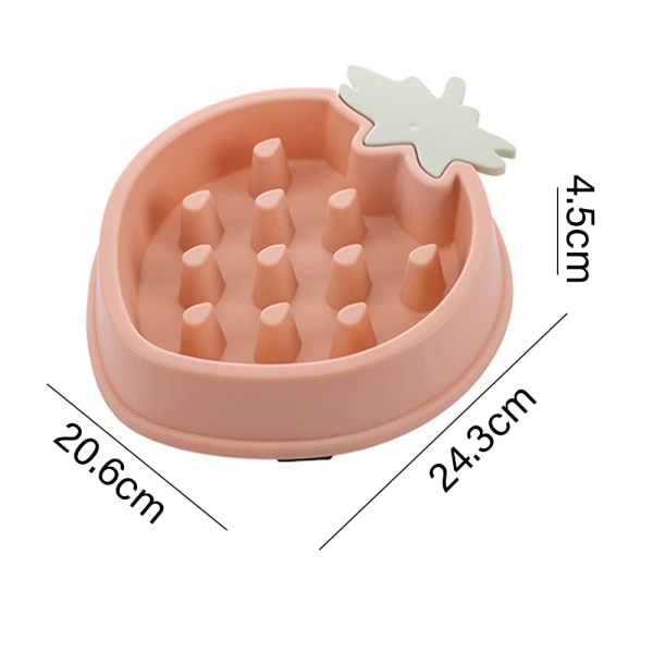 Slow Feeder Dog Bowl Anti-Swallow Healthy Eating Interactive Bloat Stop Fun Alternative - Strawberry Model - Rosa