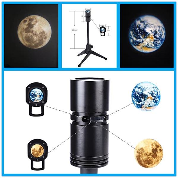 USB plug-in måne månelampe jord projeksjonslampe soverom hjem foto kreativ atmosfære barns nattlampe