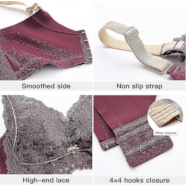 Kvinnor 32-44(b-ddd) Hycomb BH Trådlös Sömlös High Side Underarm Fat A-d Ccup