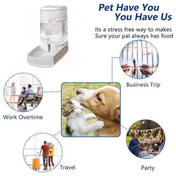 Automatisk hunde- og katte Gravity mad- og vanddispenser sæt, 3,8l gray