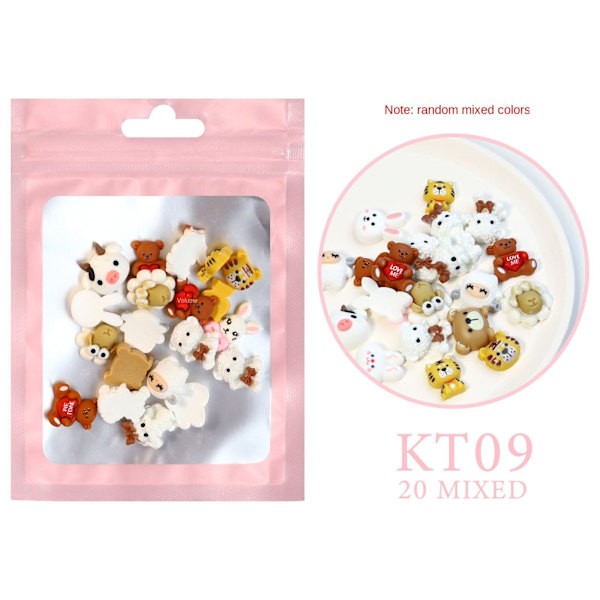 Kynsitaidehartsi Sarjakuva Koriste Sekoitettu Mini Pieni Pehmeä Tyttömäinen 09 animal mix and match