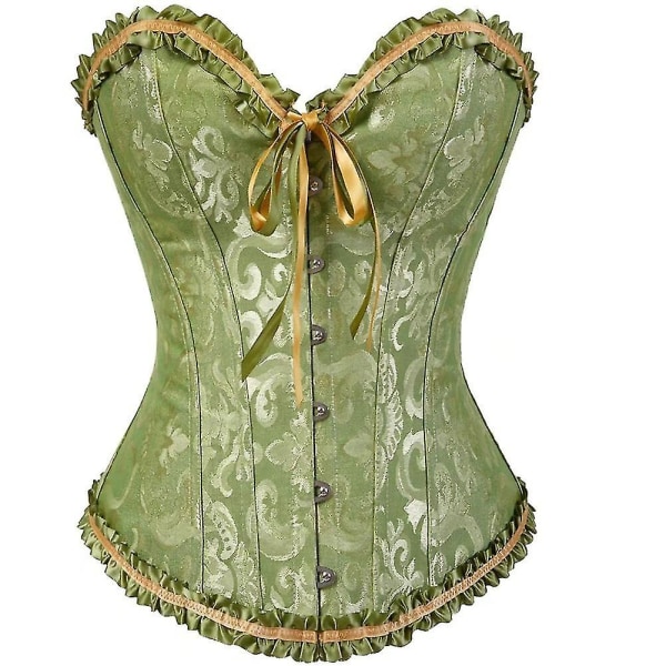 Sexy kvinner Bustier Korsett Blomstrete snøring Korsett Topp benet waist trainer Undertøy Overbust Korsetter Body Shaper Plus Size, brun XXXL