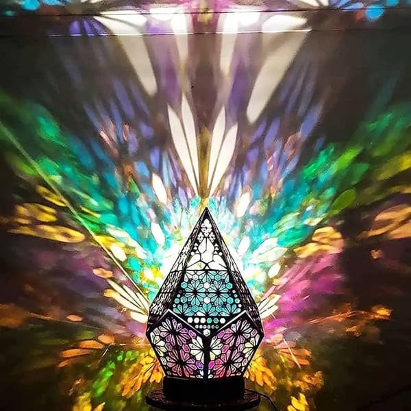 Bohemsk LED-lampe, trelys-projeksjonsnattlampe 3D Col