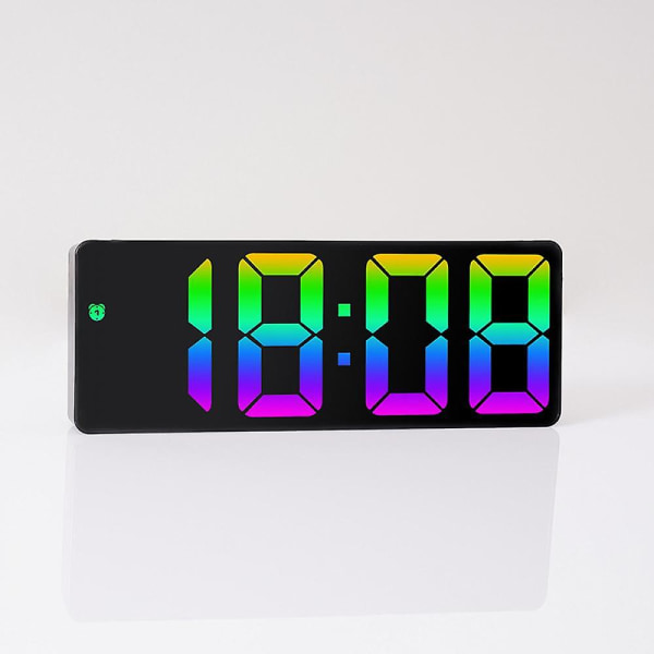 Digital vekkerklokke, stor LED-speilvisningsklokke, temperaturdisplay, egnet for soverom, hjem, kontor, fargenummer