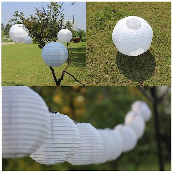 12 st papperslykta lampskärm bollformad lampionskärm (vit)