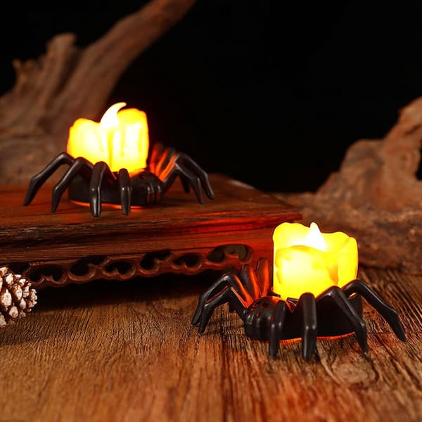 Halloween ljus värmeljus med spindeldesign