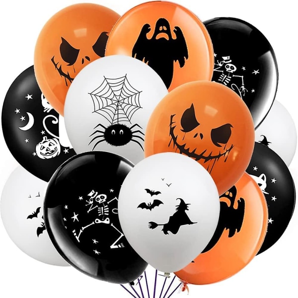 30 st Halloween latexballonger - spökspindeldesigner för festdekor