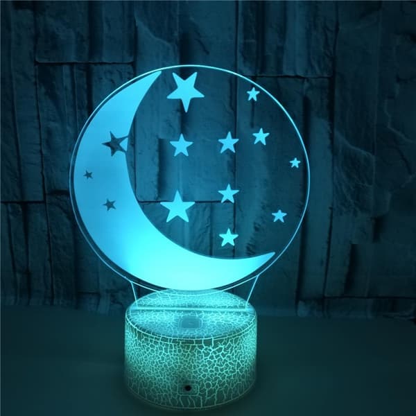 Moon 3D Night Light, 7 färger som ändras med Touch & Remote Co