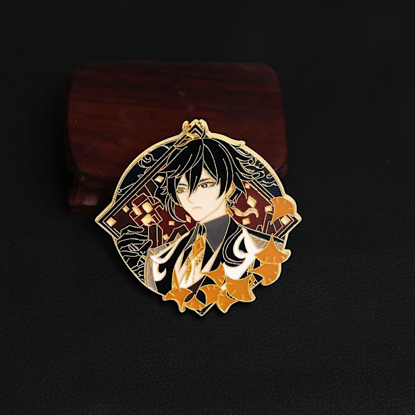 Genshin Impact Hutao Brosche Nål - Hutao Karakter Cosplay Emalje Brosche Lapel Nål - Gave til Fans, Kvinder og Piger Zhongli -