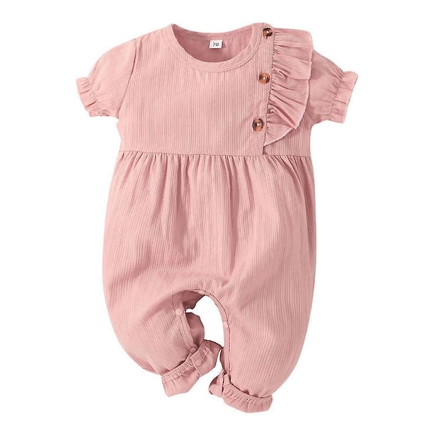 Baby Clothes Girl Romper Fashion Infant Clothes Baby Clothes Short Sleeve Pink 90CM