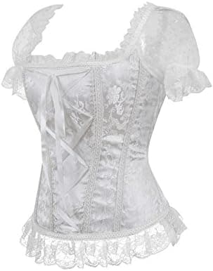 Korsetit naisille Overbust Bustier Top Gothic Sexy Shoulder 8108white M