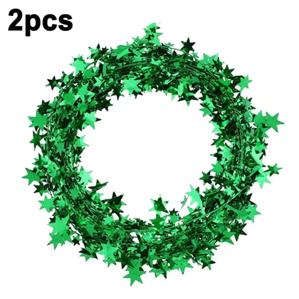 2 ruller Sparkly Star Tinsel Guirlande med tråd til jul green