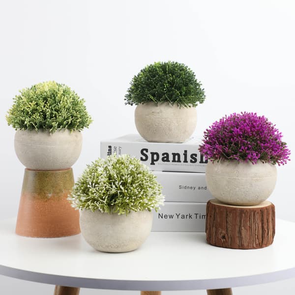 Kunstig stueplante mini kunstige planter potter eukalyptus rosmarin